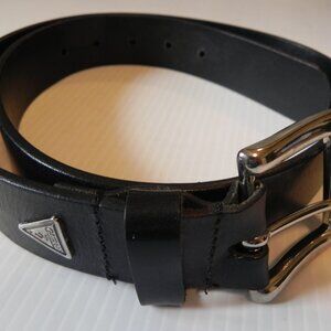 VTG GUESS Black Genuine Leather Belt Size L Made in USA Discontinued.